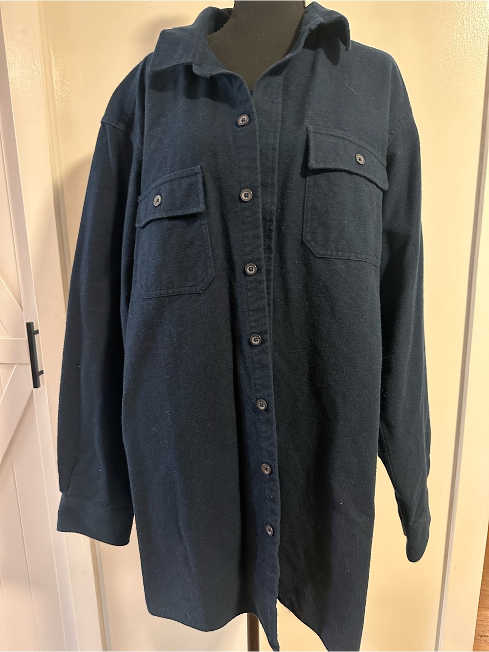 L.L. Bean Dark Navy Button-Front Shirt Jacket